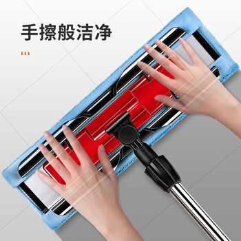 美丽雅夹布式平板拖把32cm伸缩杆142cm2拖布干湿两用一拖净家用拖地神器