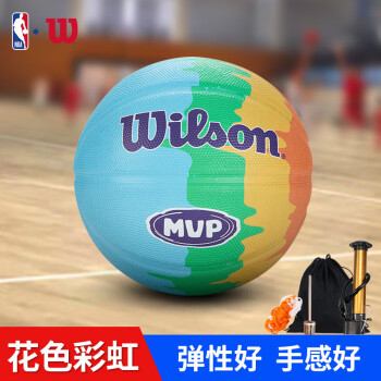威尔胜(Wilson)儿童青少年用5号橡胶篮球花色彩虹配色WZ3012301CN5