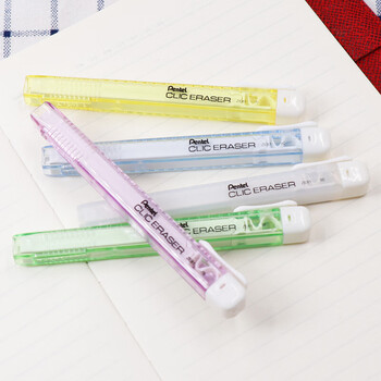 派通（Pentel ）笔形笔式橡皮擦 学生橡皮擦可换芯美术素描绘画ZE81G 透明黄