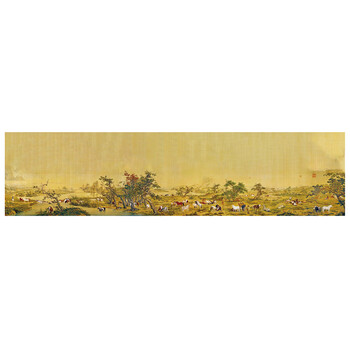 一海堂 文化宣纸文房四宝中国风古风书法创作参展正面不洇背面不透 微喷古画宣纸-百骏图 34*138cm 5张/包