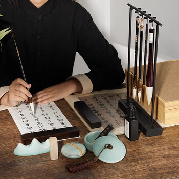 玉水湖毛笔套装高档文房四宝全套送礼笔墨纸砚入门小学生成人书法练字专用礼盒砚台镇尺摆件生日礼物