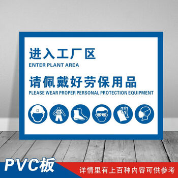 进入工厂区佩戴好劳保用品 40x60cm
