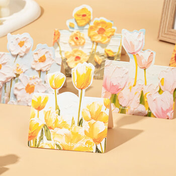 狮洛德 创意油画毕业季贺卡高考祝福贺卡生日花束包装礼物装饰卡片10张