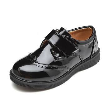 皮鞋春秋英伦风小孩西装礼服表演出花童鞋黑白色学生单鞋黑色396魔术