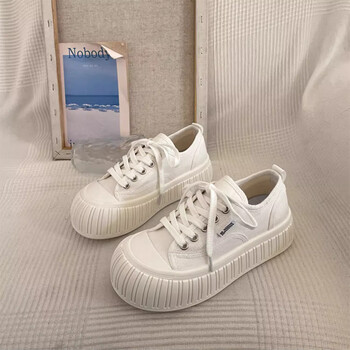 鞋女2024新款春季小白鞋厚底增高运动休闲板鞋女款爆款女鞋子米白色39