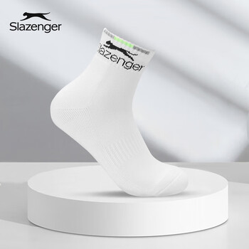 史莱辛格（Slazenger）羽毛球袜透气运动袜3双装白色中筒STA2200981新老包装交替发货