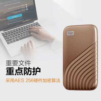 西部数据 NVMe固态移动硬盘 My Passport随行SSD版 加密Type-C 1T ( WDBAGF0010BGD ) 繁星金 USB 3.2