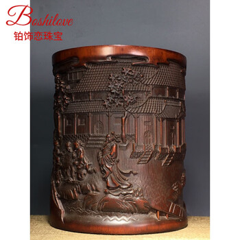 黄花梨木雕笔筒价格报价行情- 京东