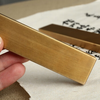 漢墨 黄铜对镇镇纸镇尺 铜大号简约黄铜文镇毛笔架2支装 文房四宝礼品把玩铜器摆件