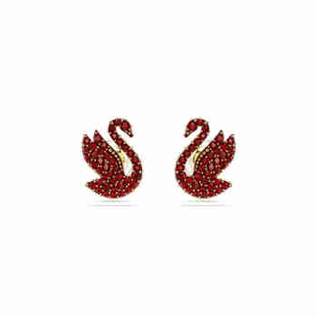 施华洛世奇（SWAROVSKI）【品牌直供】红色天鹅耳钉女 女士耳钉生日礼物 5677597