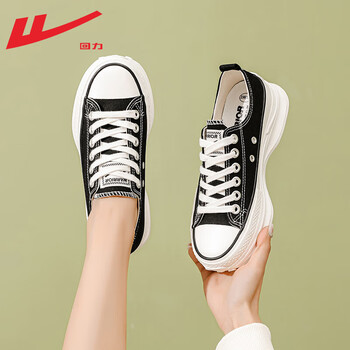 回力女鞋夏季新款时尚百搭帆布鞋女厚底增高小白鞋女休闲松糕鞋子女