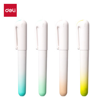 得力(deli)口袋荧光笔轻氧山谷色系 学生考试划重点复习办公手账笔记涂鸦DIY装饰 4支/盒 SK184