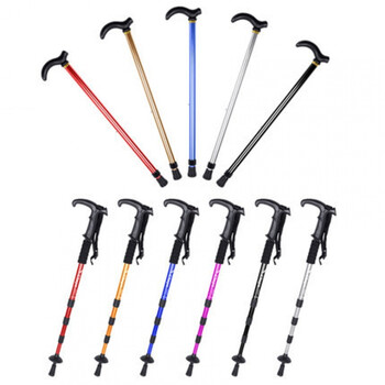 行山装备行走儿童手仗棒蹬登上伸缩超轻便爬山用品拐杖折叠 js 蓝色