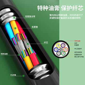 衡普GYTA室外光缆电信级国标光缆 24芯层绞式单模铠装户外光纤线 1米 HP-GYTA-24B1.3