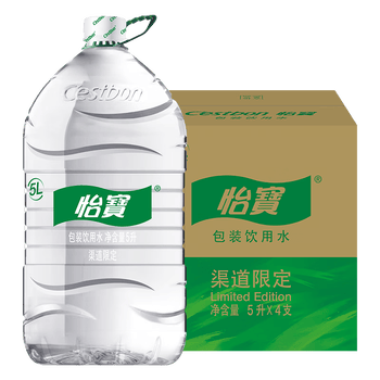 怡宝 天然水包装饮用水5L*4瓶 整箱装 渠道限定
