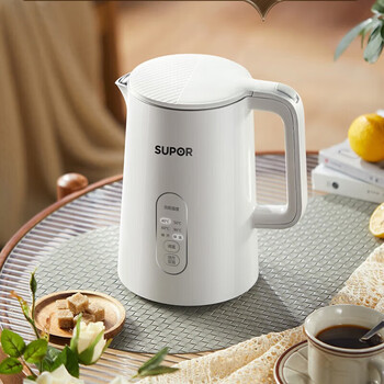 苏泊尔（SUPOR）电热水壶+茶垢剂一盒单发 不锈钢内胆双模式煮水实时显温调温电热水壶保温开水壶 SW-15S73A