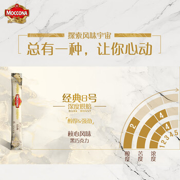 摩可纳（Moccona）经典8号冻干速溶黑咖啡1.8g*10条 深烘进口拿铁美式冷萃400次咖啡
