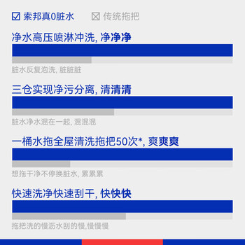 索邦净污分离平板拖把36cm2布家用一拖净免手洗带桶拖地神器墩布拖布