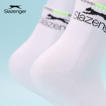 史莱辛格（Slazenger）羽毛球袜透气运动袜3双装白色中筒STA2200981新老包装交替发货