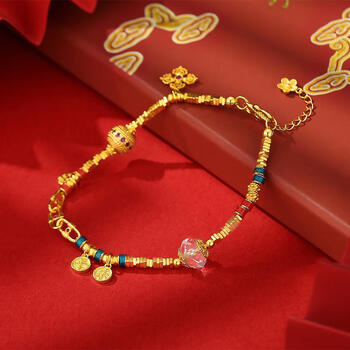 ghek古法景泰蓝三节链子碎银手链s925纯银手工编织绳国潮风送女友礼物