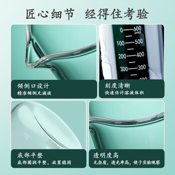 欣维尔 有柄烧杯实验室双刻度线中性耐高温杯子高硼硅玻璃500ml B190500 欣维尔 有柄烧杯实验室双刻度线中性耐高温杯子高硼硅玻璃500ml B190500