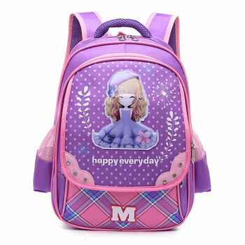 韩版花花姑娘小学生双肩书包女孩2-3年级8-12周岁减负背包 紫色