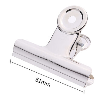 得力（deli） 不锈钢铁票夹财务票据夹家用强力山形夹子9523-3圆形铁票夹51mm袋装(6只/包)