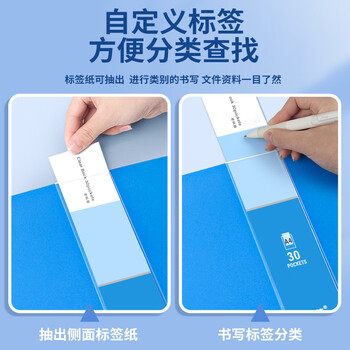 离草文件夹资料册40页文件夹收纳册A4活页夹插页文件夹收纳册合同夹分页册试卷收纳袋试卷夹档案夹 5个