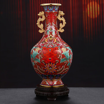 珐琅双耳瓶图片- 京东