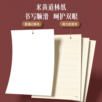 deliA4/160张商务记事本笔记本子新年礼物 皮面本办公会议日记本 棕色 