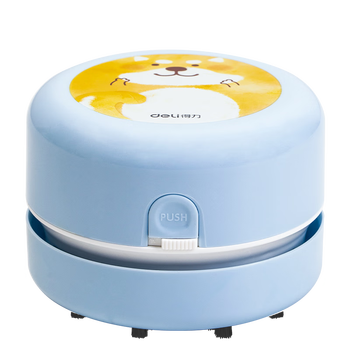 得力（deli）【儿童节礼物】强吸力桌面吸尘器 迷你键盘除尘 橡皮屑清洁器 学生用品 卡通浅蓝18883