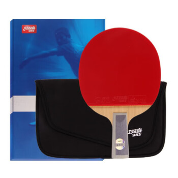 红双喜(DHS)天极蓝乒乓球拍直拍双面反胶皮兵拍带拍套TB6