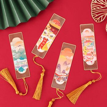 TaTanice金属书签 国潮金属黄铜书签书页夹小礼品祥瑞系列书签4片礼盒装伴手礼开学毕业送老师同学