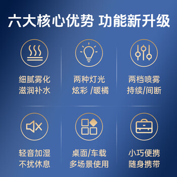 HANASS加湿器小型空气鼻炎卧室客厅轻音家用办公室学生USB插电桌面可车载 加湿器 H06乔迁生日礼物男女生