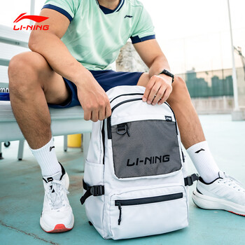 李宁学生大容量书包双肩包校园简约百搭耐磨户外包