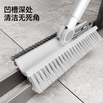 五月花地刷双面V型刷毛硬毛缝隙刷加长杆 浴室厕所厨房墙角自带夹子 