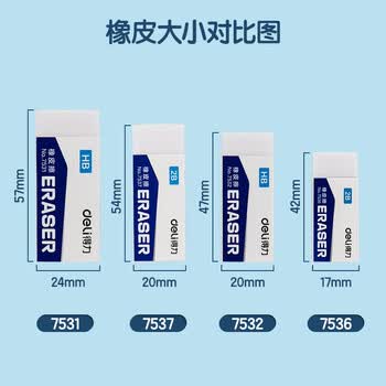 得力（deli）45块中考高考祝福礼物办公考试2B橡皮擦 白色学生文具橡皮 开学