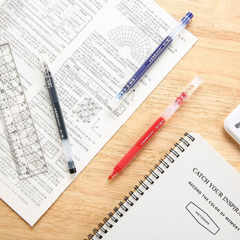 晨光（M&G）红色0.5mm学生大容量中性笔办公全针管签字笔三角笔杆水笔AGPV3401C 12支装