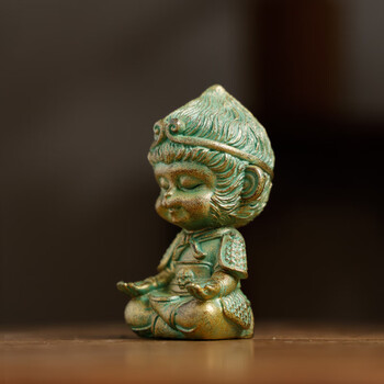 漢墨 青砂造像仿铜小悟空 镇尺书房创意吉祥物小摆件镇纸石 文房四宝书法礼品礼物笔搁