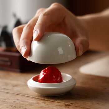 漢墨 影灰高顶朱砂印泥 陶瓷印泥盒书法盖章用大印泥缸4件套朱砂30g印泥 文房四宝篆刻印章用印泥