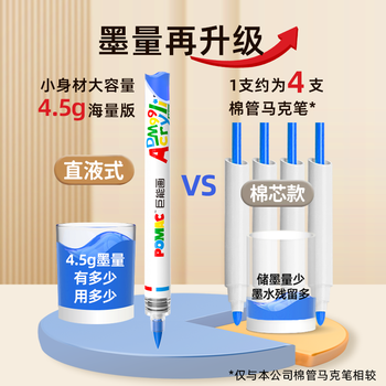 白雪（snowhite）POMAC巨能画直液式软头丙烯马克笔小学生用不透色可叠色可水洗学生用DM9924支盒装水彩笔美育