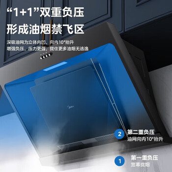 美的抽油烟机19立大吸力欧式吸油烟机家用抽烟机自清洗 脱排油烟机顶吸式排烟机CXW-260-T33A