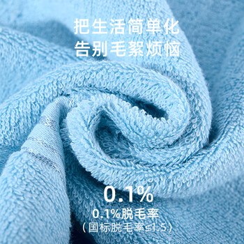 亚光毛巾纯棉A类抗菌精梳长绒棉超柔加厚面巾舒棉2条装蓝/灰110克/条