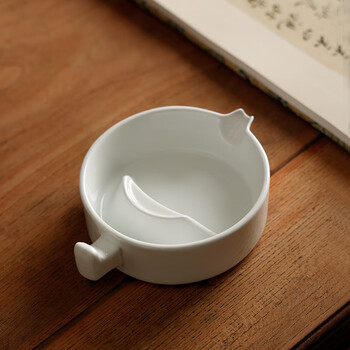 漢墨 多功能陶瓷白瓷墨池 学生初学者青花陶瓷墨海毛笔架 文房四宝墨池带盖