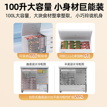 星星（XINGX）100L单温家用小型冰柜 大容量减霜保鲜净味节能一级能效冰箱冷藏冷冻两用冷柜BD/BC-100QJ