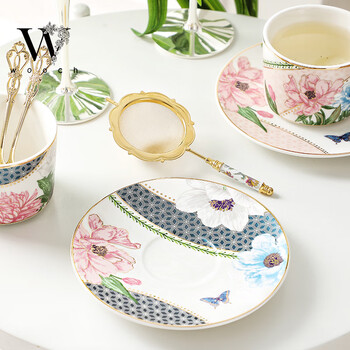 物取（WOOCH）繁花蝶舞咖啡杯碟套装高颜值精致下午茶商务乔迁结婚送礼