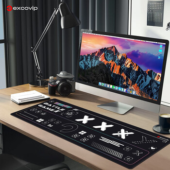 宜适酷（EXCO）纯黑色印花鼠标垫超大号桌垫锁边笔记本办公电竞游戏电脑桌大垫细面卡通动漫布垫子0268