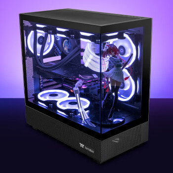 Thermaltake（Tt）钢影 透S 海景房机箱 电脑主机 黑色（ATX主板/支持360水冷/270°全景/9风扇位/4090显卡）