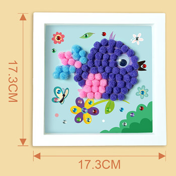 博教（BOJIAO）儿童手工diy毛球画贴钻粘贴画制作材料包女孩玩具创意自制钻石贴画相框幼儿园生日儿童节礼物 小鸟