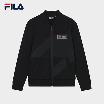 斐乐fila男子长袖外套2024新款时尚休闲棒球领针织上衣男正黑色bk1